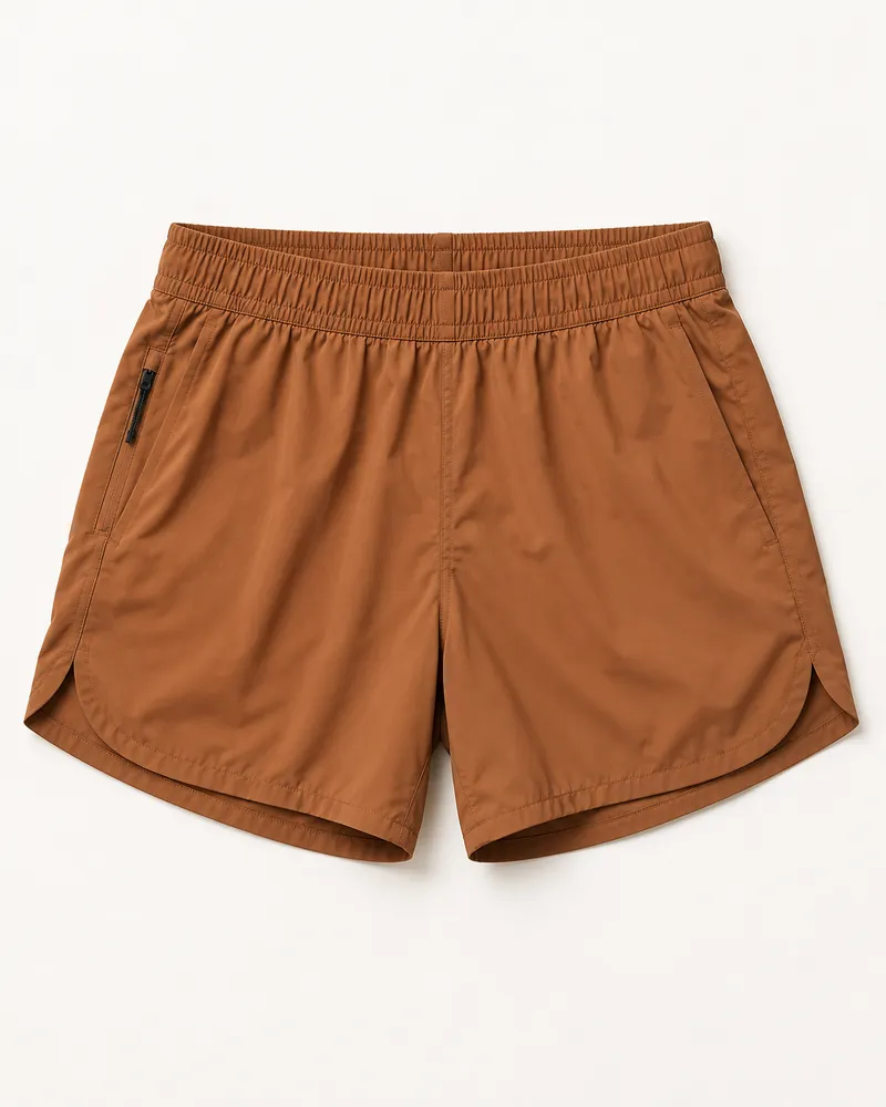 Clay-coloured running shorts with a side pocket
